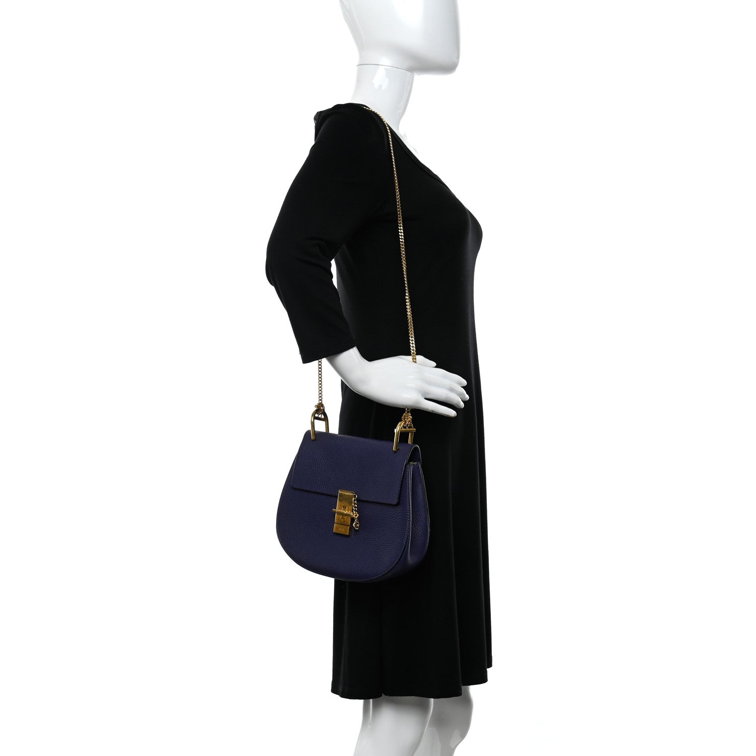 Chloe Grained Lambskin Drew Shoulder Bag Royal Navy 2 of 10