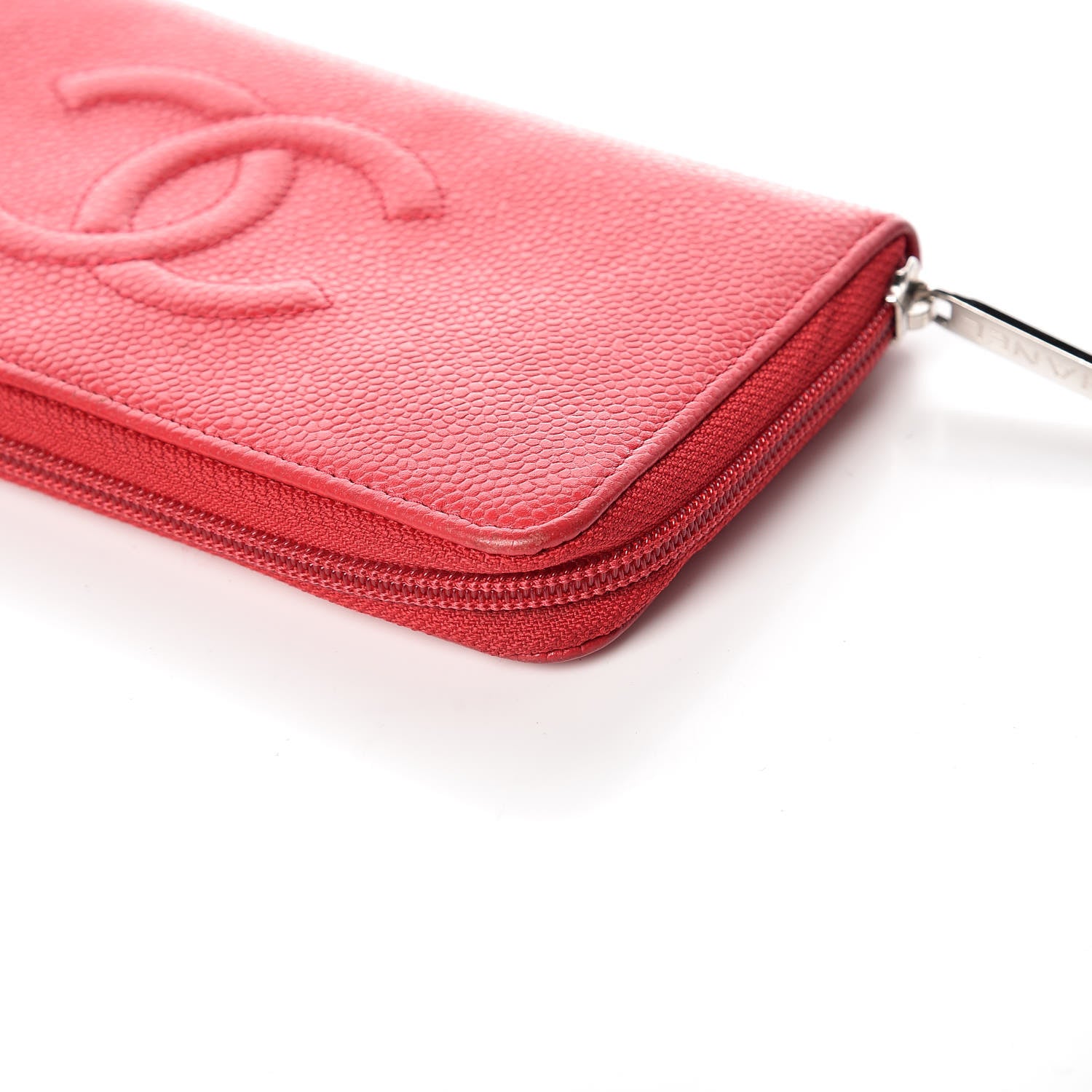 Chanel Caviar Large Timeless CC Gusset Zip Around Wallet Light Red 8 of 12