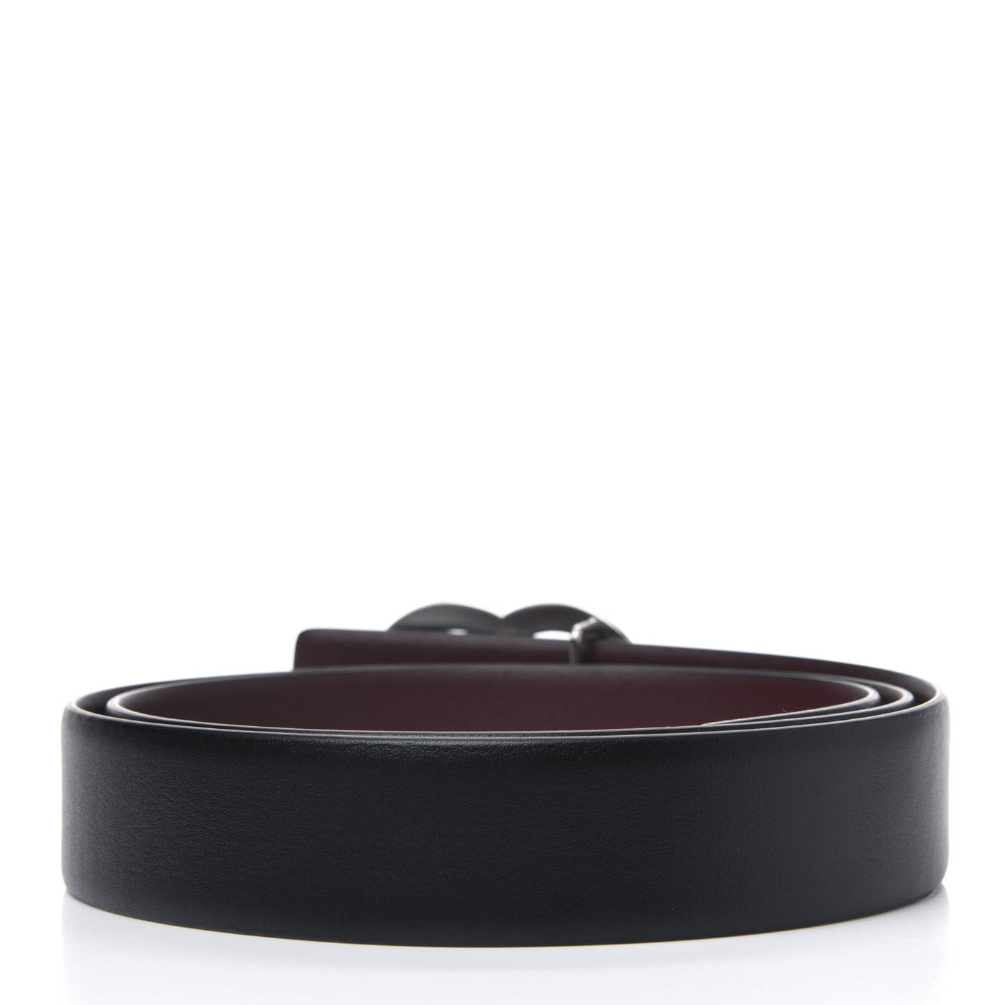 Calfskin CC Reversible Belt 90 Black Burgundy