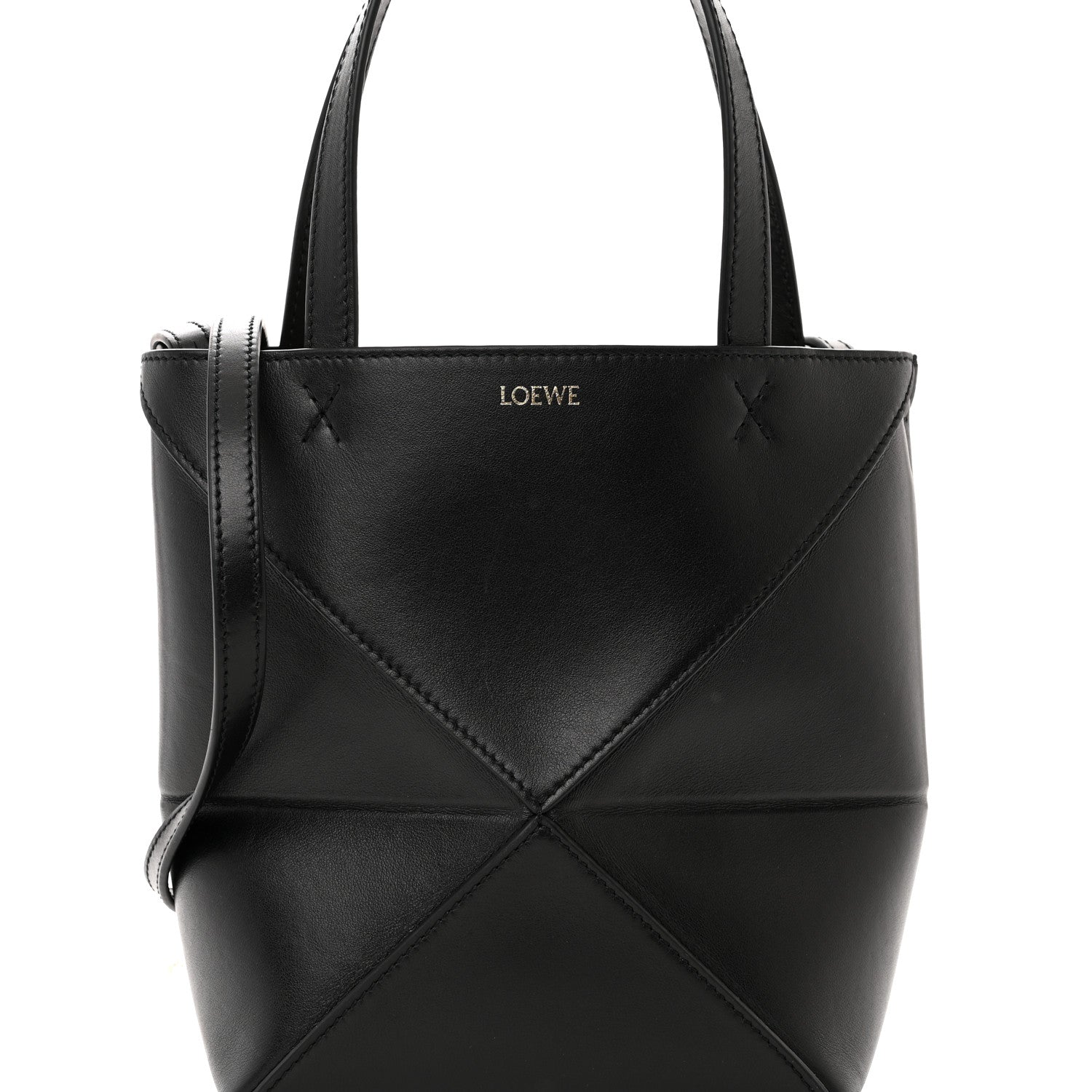 Loewe Shiny Calfskin Mini Puzzle Fold Tote Black 8 of 10