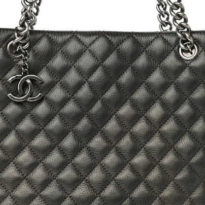 Chanel Metallic Goatskin Quilted Medium Rock In Rome Tote Charcoal 8 of 11