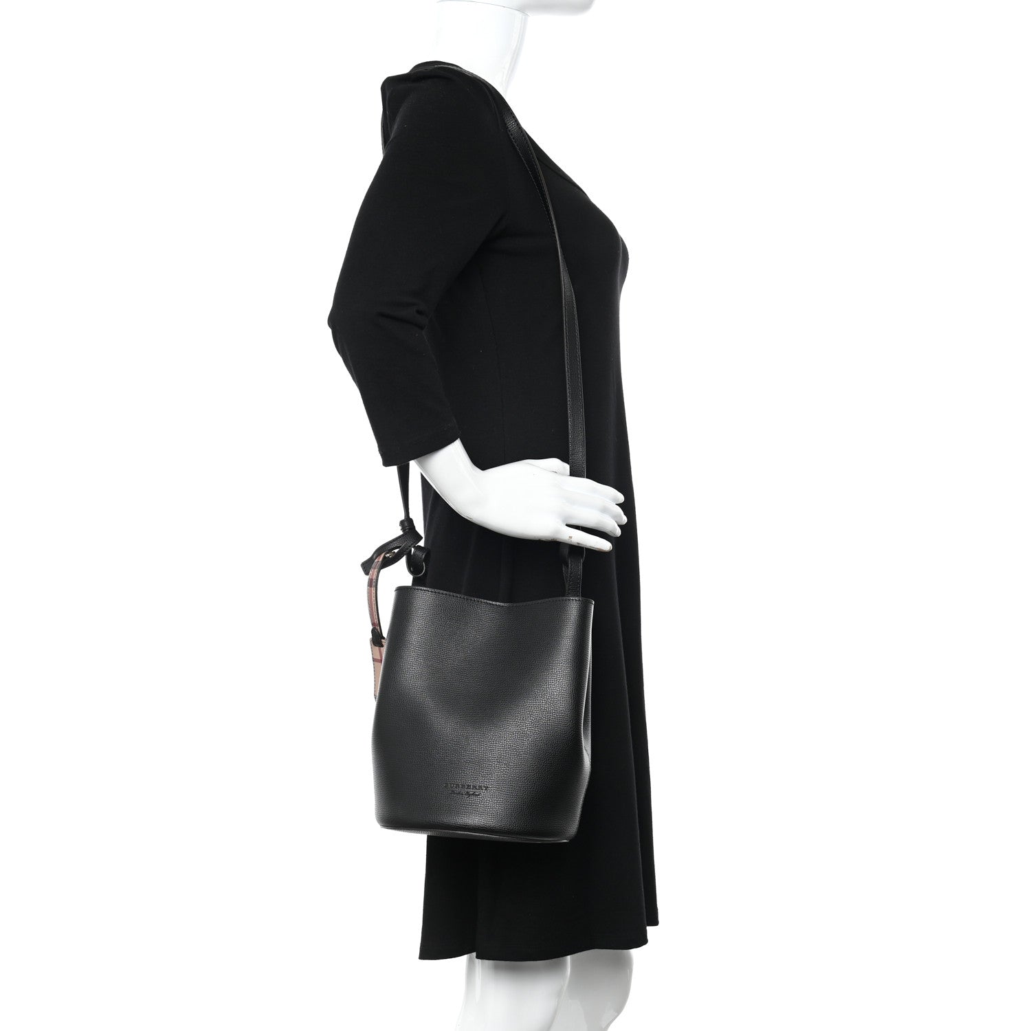 Burberry London Grainy Calfskin Small Lorne Bucket Crossbody Black 2 of 10