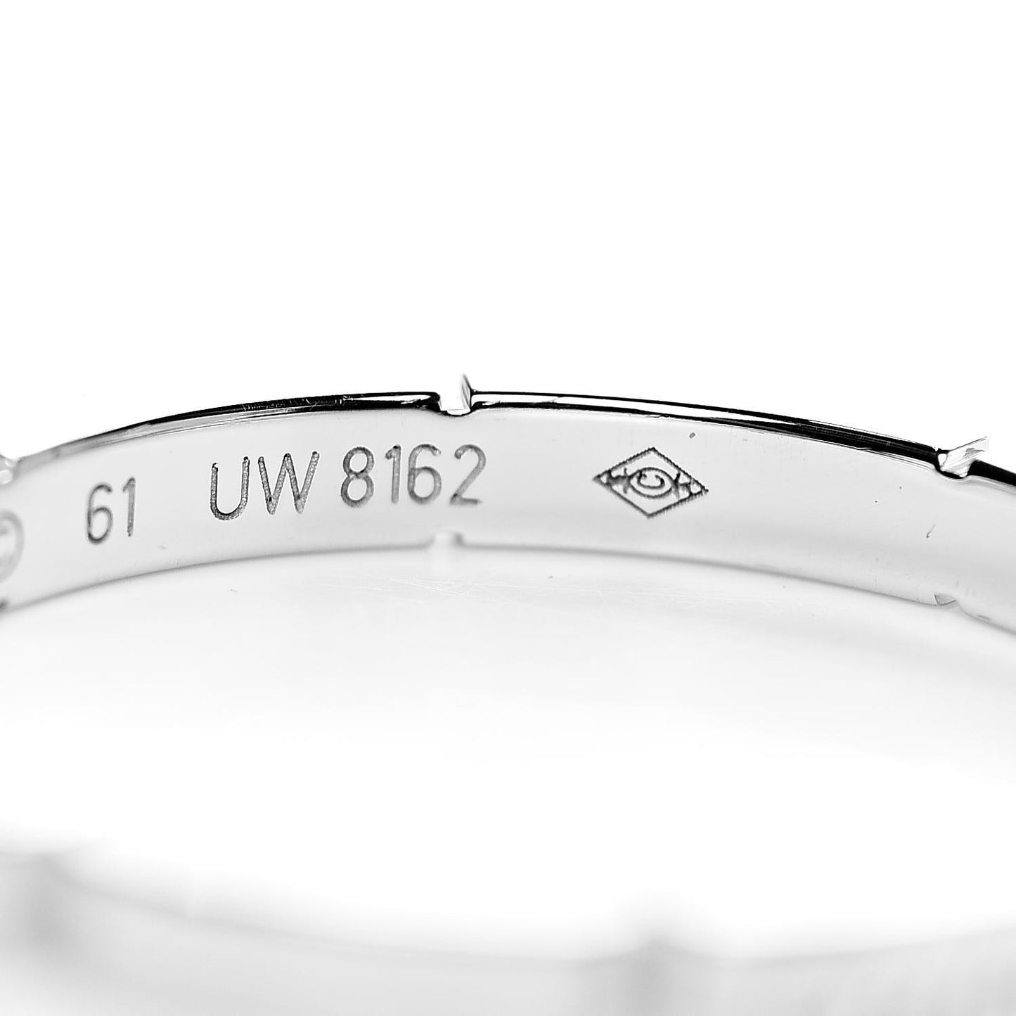 18K White Gold 2.5mm Maillon Panthere Wedding Band Ring 61 9.5