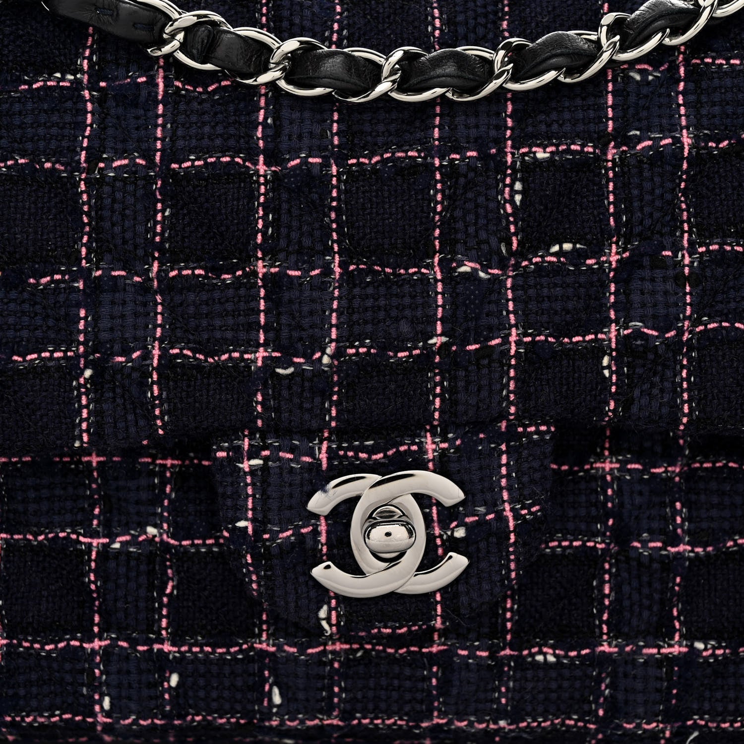 Chanel Tweed Chevron Quilted Medium Double Flap Multicolor 8 of 10