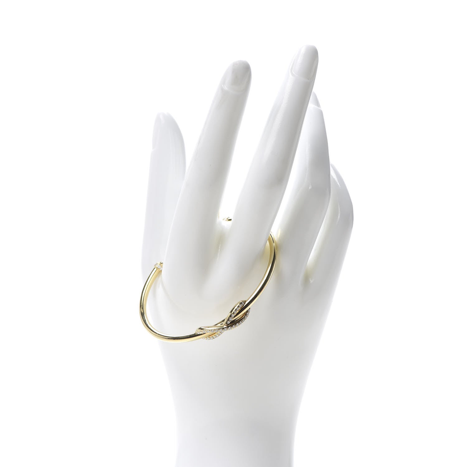 Tiffany 18K Yellow Gold Diamond Infinity Cuff Bracelet 2 of 5