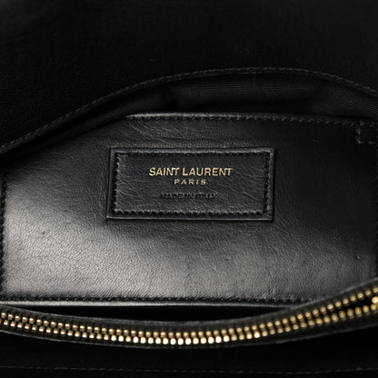 Saint Laurent Sheepskin Matelasse Chevron Monogram Large College Satchel Black 7 of 11