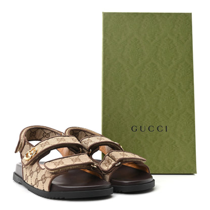 Gucci Monogram Kid Scamosciato Double G Womens Dad Sandals 37.5 Beige Ebony New Acero 10 of 10