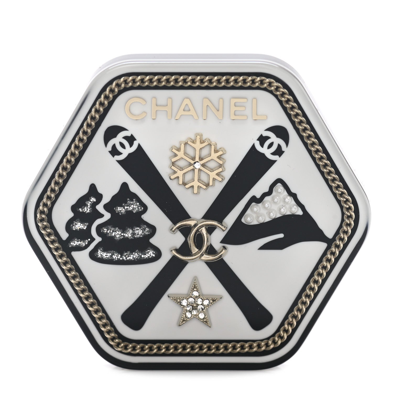 Chanel Resin Pearl Ski Brooch Black 1 of 5