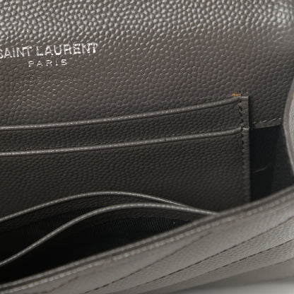 Saint Laurent Grain De Poudre Matelasse Chevron Small Monogram Envelope Wallet Earth 8 of 8