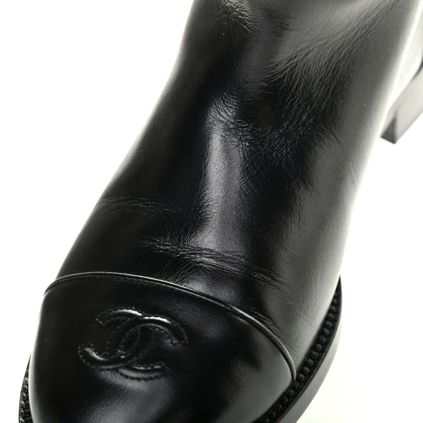 Calfskin CC High Boots 37.5 Black