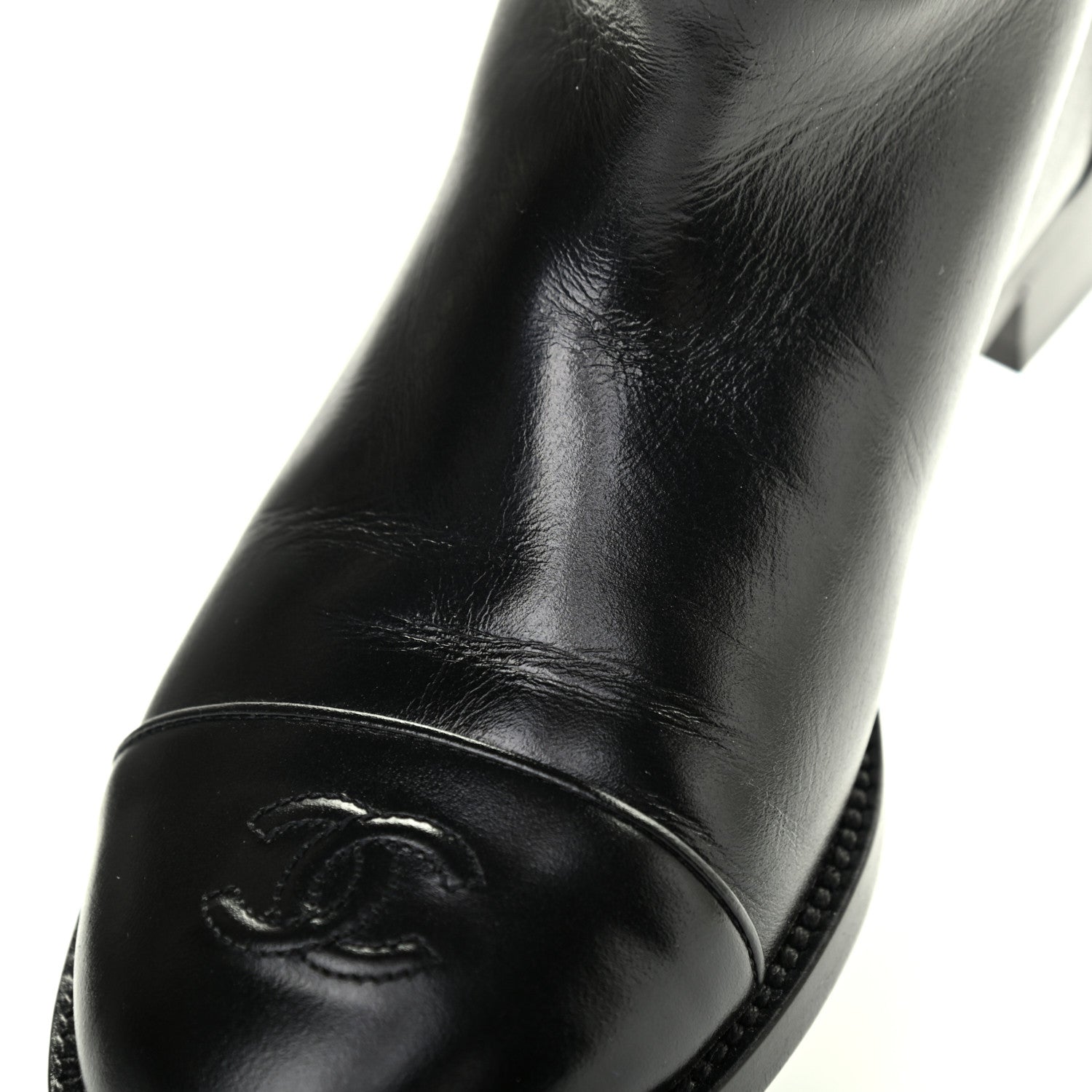 Chanel Calfskin CC High Boots 37.5 Black 11 of 12
