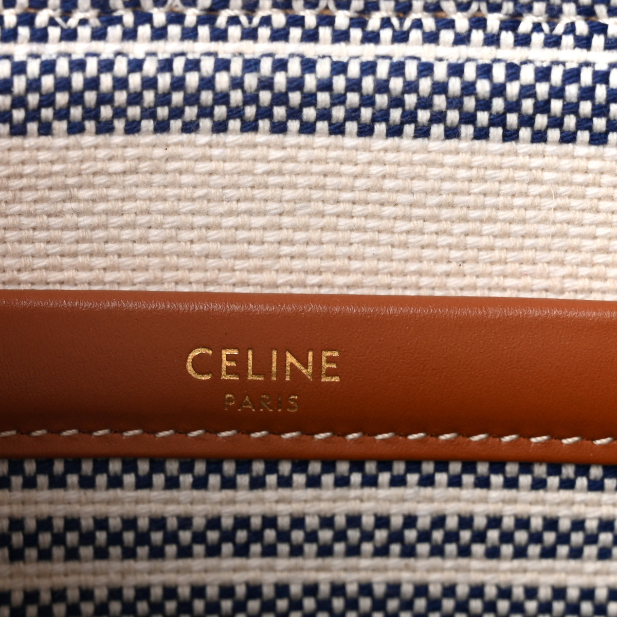 Canvas Calfskin Striped Triomphe Small Cabas Thais Multicolor