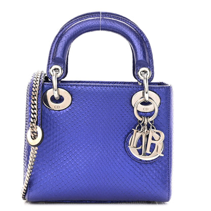 Christian Dior Metallic Snakeskin Mini Lady Dior Purple 1 of 13