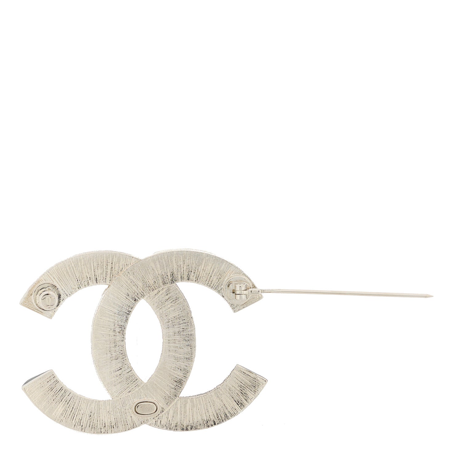 Chanel Baguette Crystal CC Brooch Silver 2 of 4