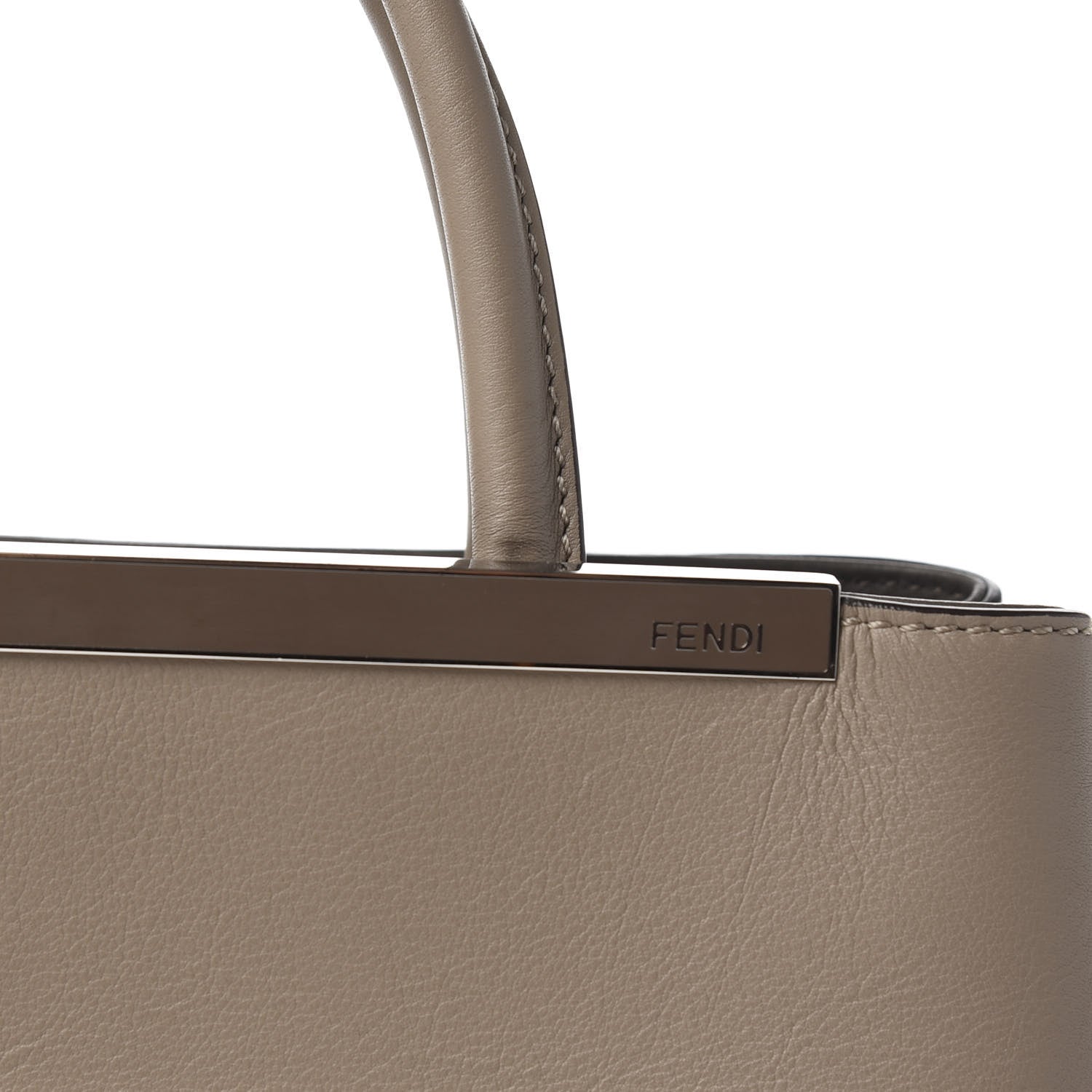Fendi Vitello Dolce Century Petite 2Jours Tote Tortora Carbone 9 of 9