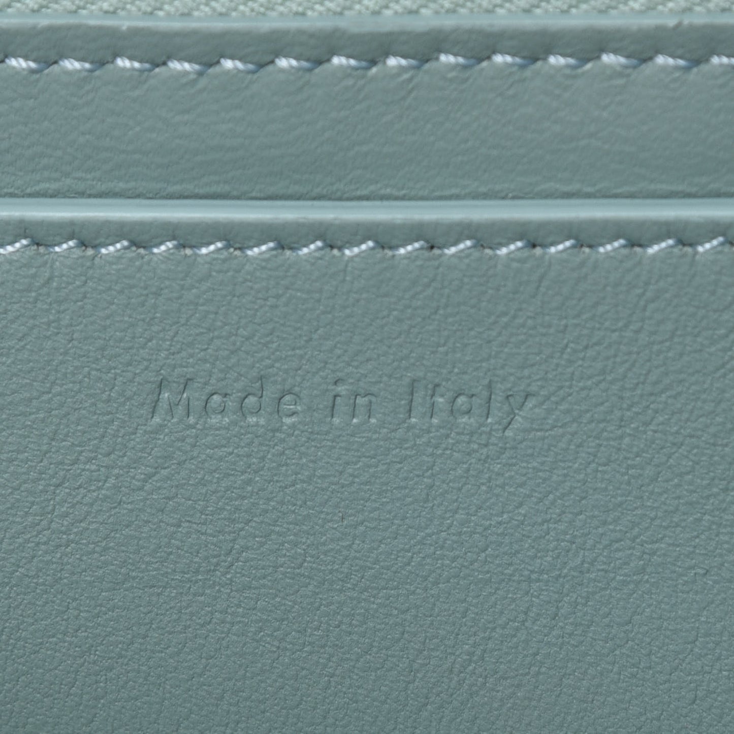 Plastic Bag with Cloudy Lambskin Solo Zip Pouch Clutch Celadon