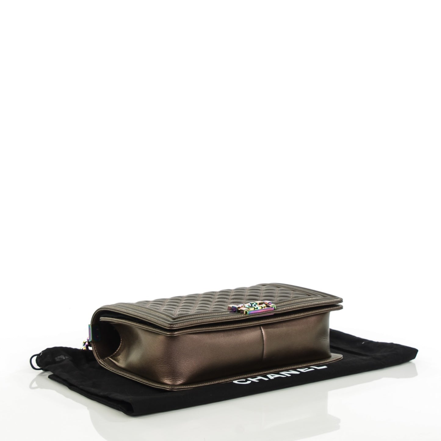 Iridescent Goatskin Quilted New Medium Boy Flap Bronze