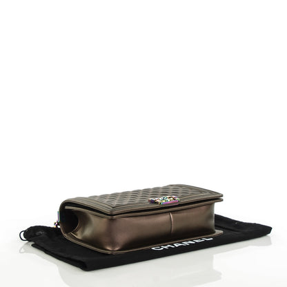 Chanel Iridescent Goatskin Quilted New Medium Boy Flap Bronze 4 of 8