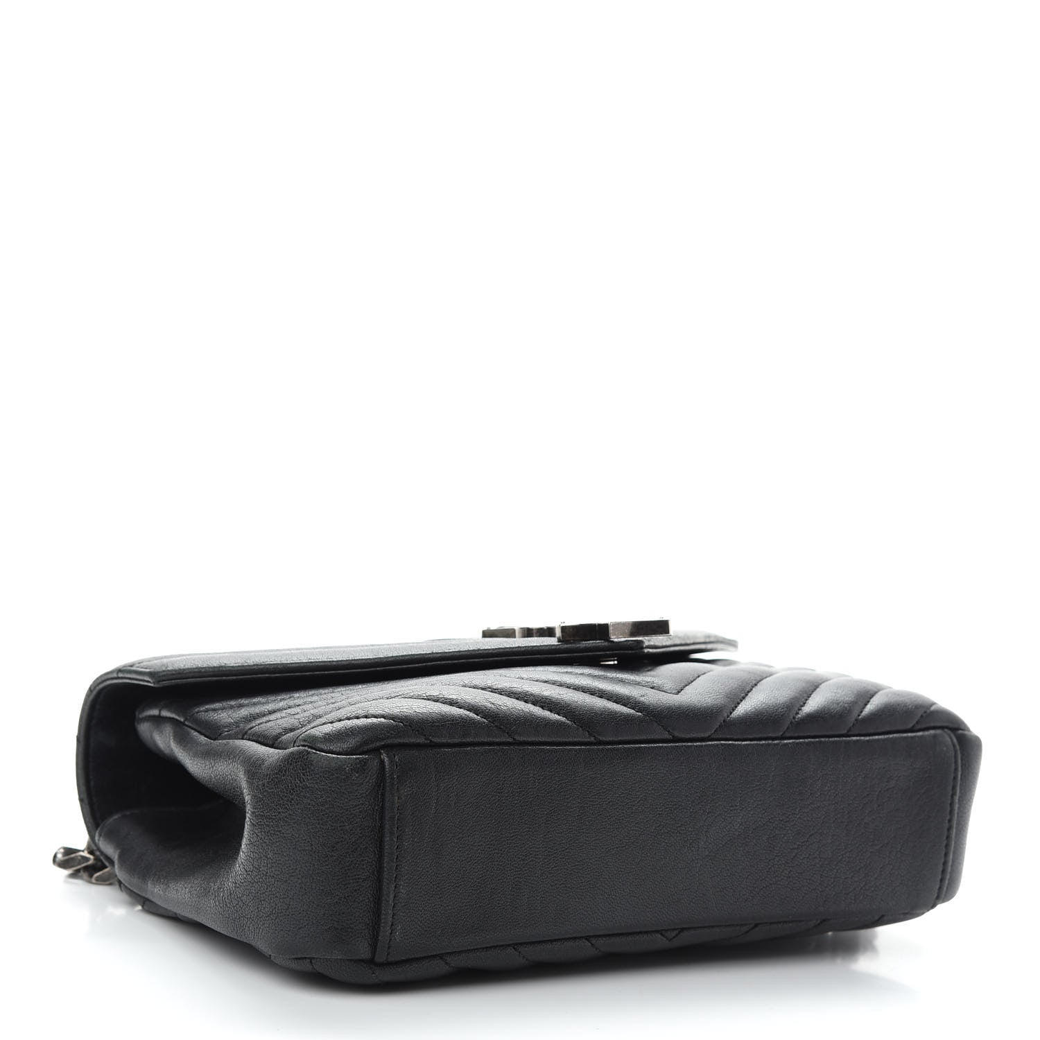 Saint Laurent Sheepskin Matelasse Chevron Monogram Medium College Bag Black 4 of 9