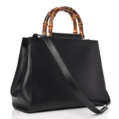 Gucci Nappa Bamboo Medium Nymphaea Top Handle Bag Black 4 of 14