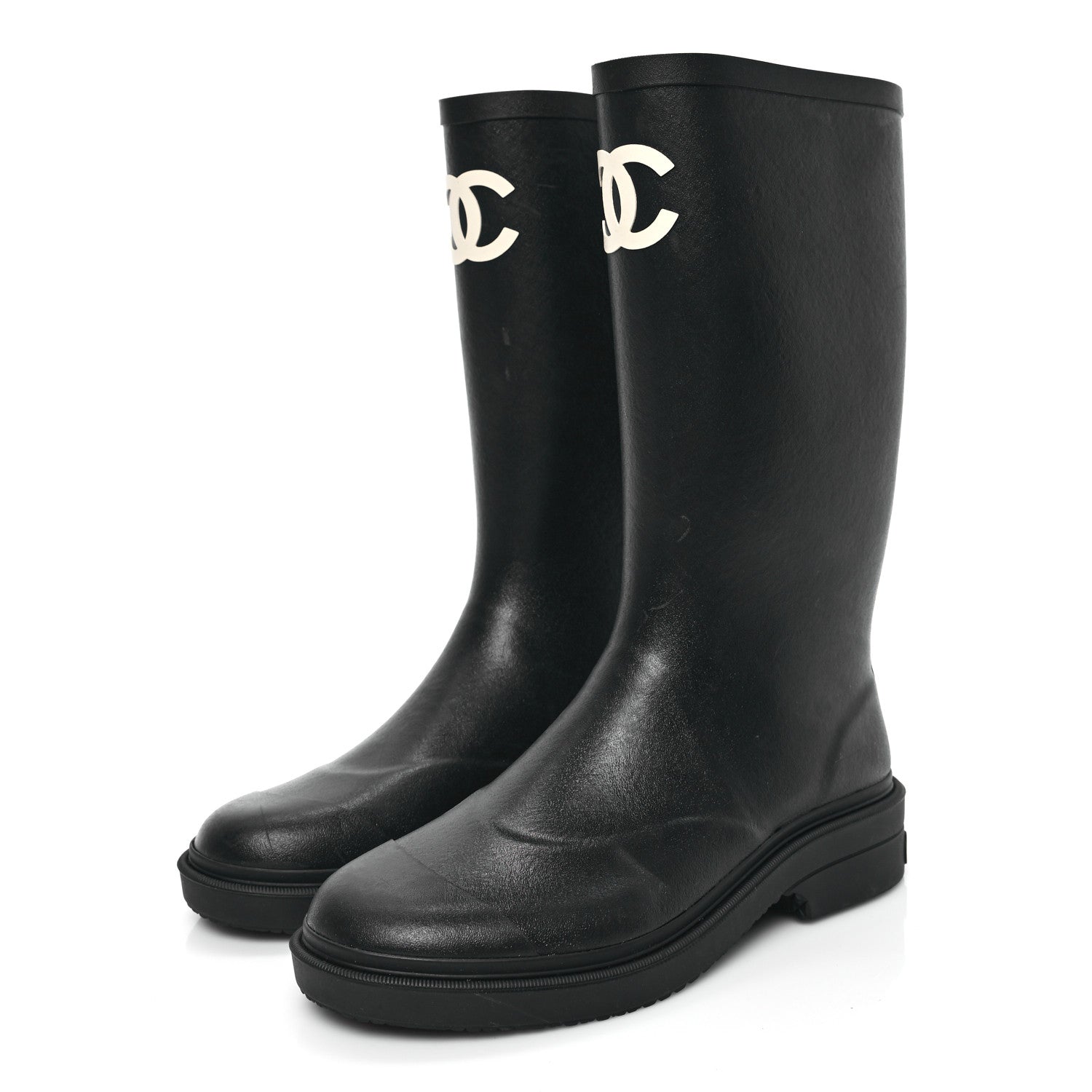 Chanel Caoutchouk CC High Boots 38 Black 3 of 11