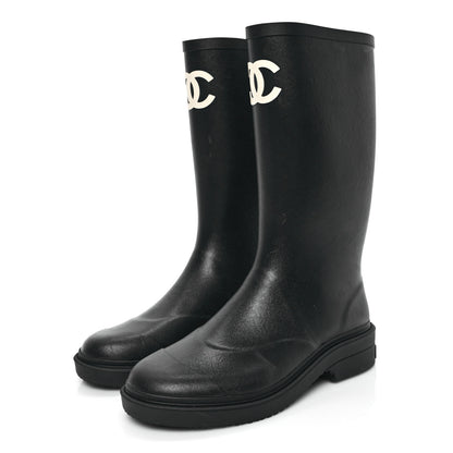 Chanel Caoutchouk CC High Boots 38 Black 3 of 11