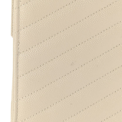 Saint Laurent Grain De Poudre Matelasse Chevron Monogram Envelope Clutch Blanc Vintage 8 of 11
