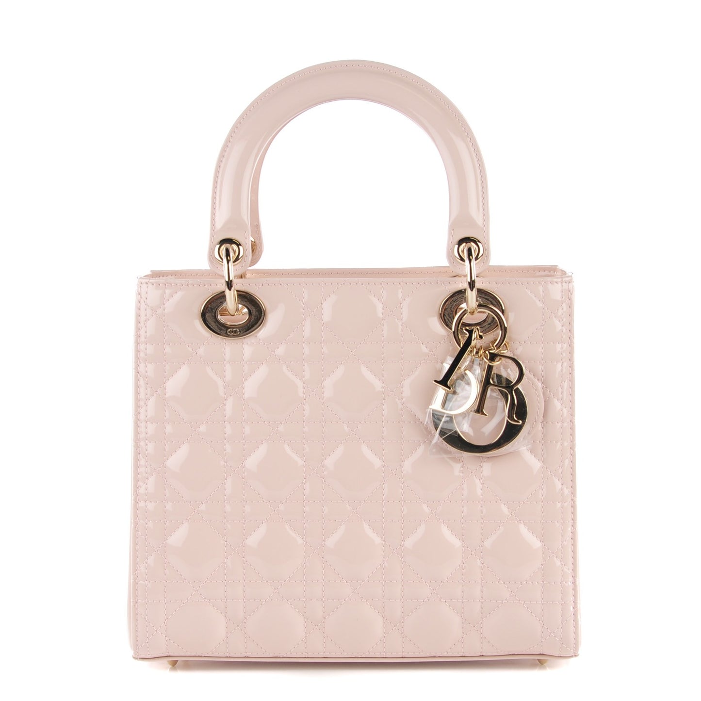Patent Cannage Medium Lady Dior Rose Clair