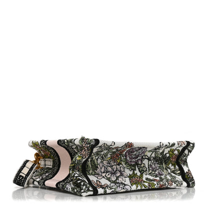 Christian Dior Canvas Embroidered Flowers Mini Book Tote With Strap White Multicolor 4 of 10