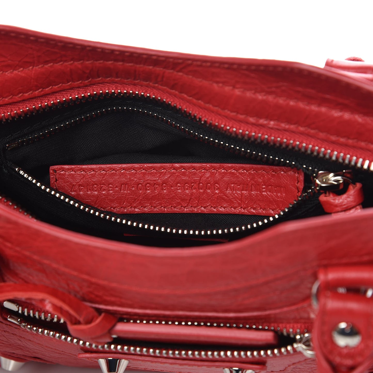 Agneau Classic Silver Hardware Mini City Logo Strap Red Black