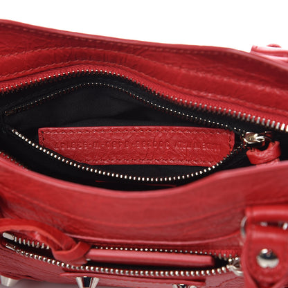 Balenciaga Agneau Classic Silver Hardware Mini City Logo Strap Red Black 7 of 9