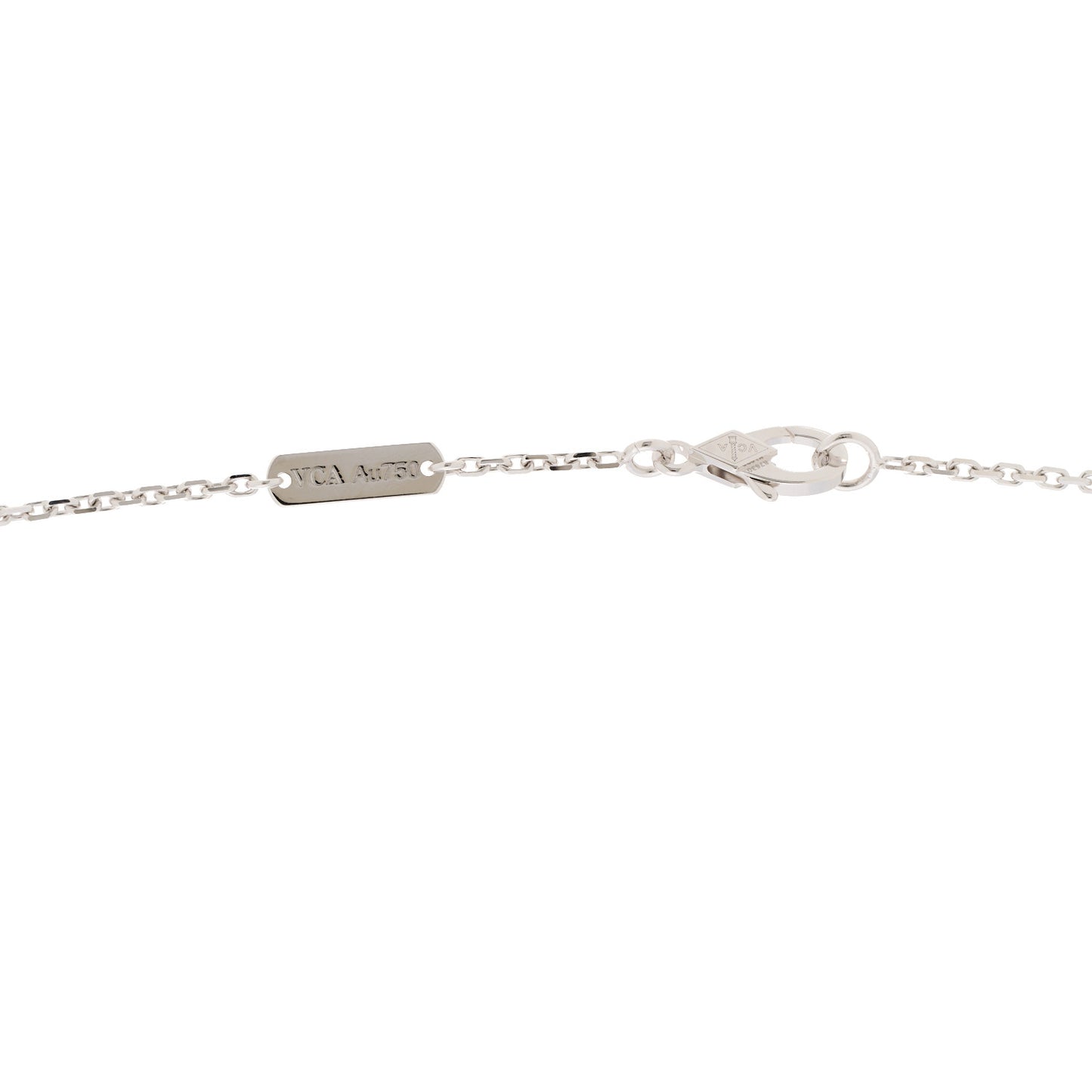 18K White Rose Gold Diamond Guilloche Vintage Alhambra Pendant Necklace