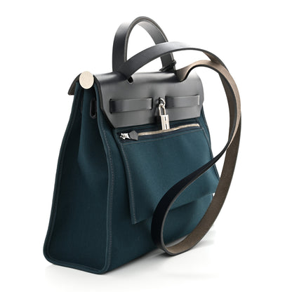 Hermes Military Toile Vache Hunter Herbag Zip 31 PM Bleu Ocean Bleu Indigo 4 of 12