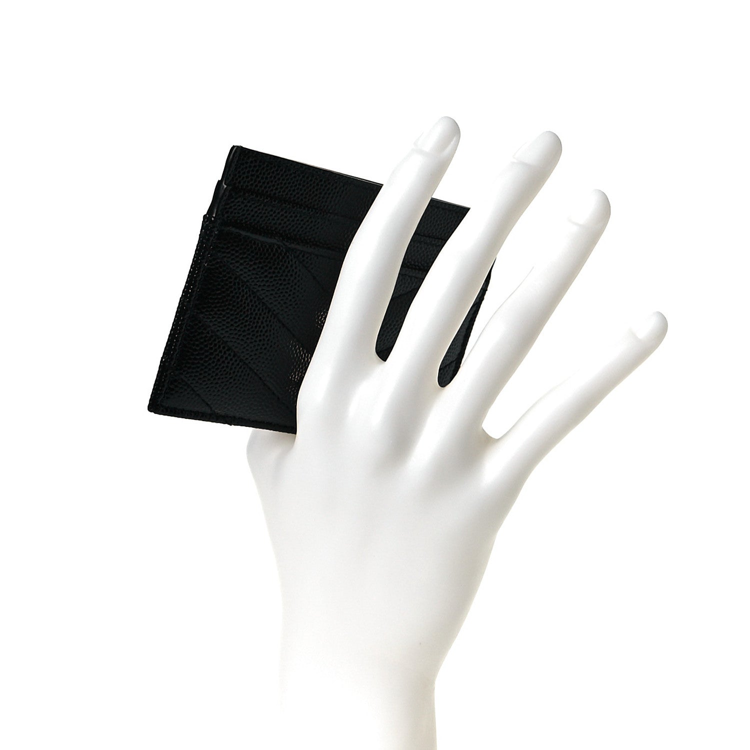 Saint Laurent Grain De Poudre Matelasse Chevron Monogram Credit Card Case Black 2 of 7