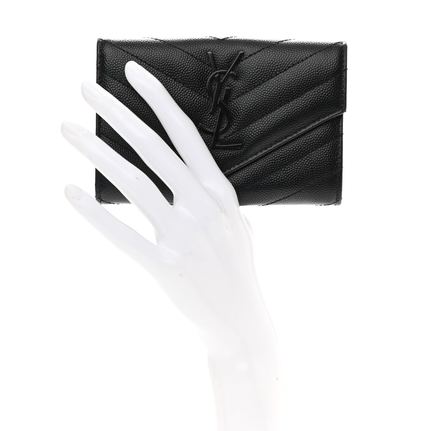 Grain De Poudre Matelasse Chevron Small Monochrome Monogram Envelope Wallet Black