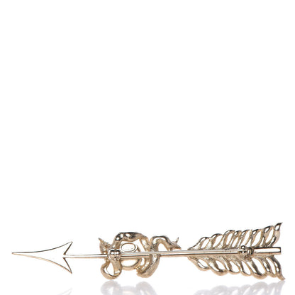 Chanel Crystal Pearl CC Arrow Brooch Gold 3 of 5