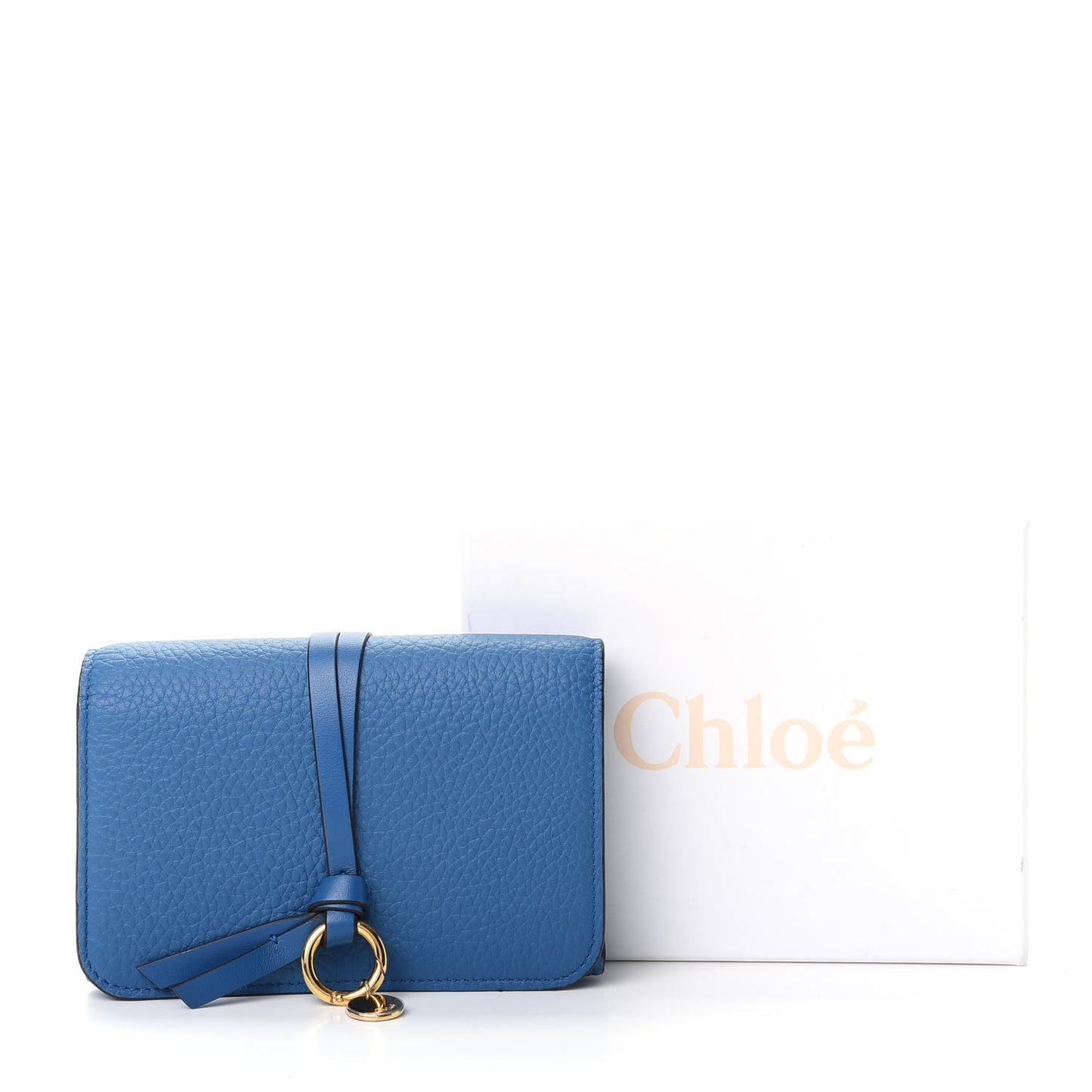 Calfskin Alphabet Compact Wallet Smoky Blue