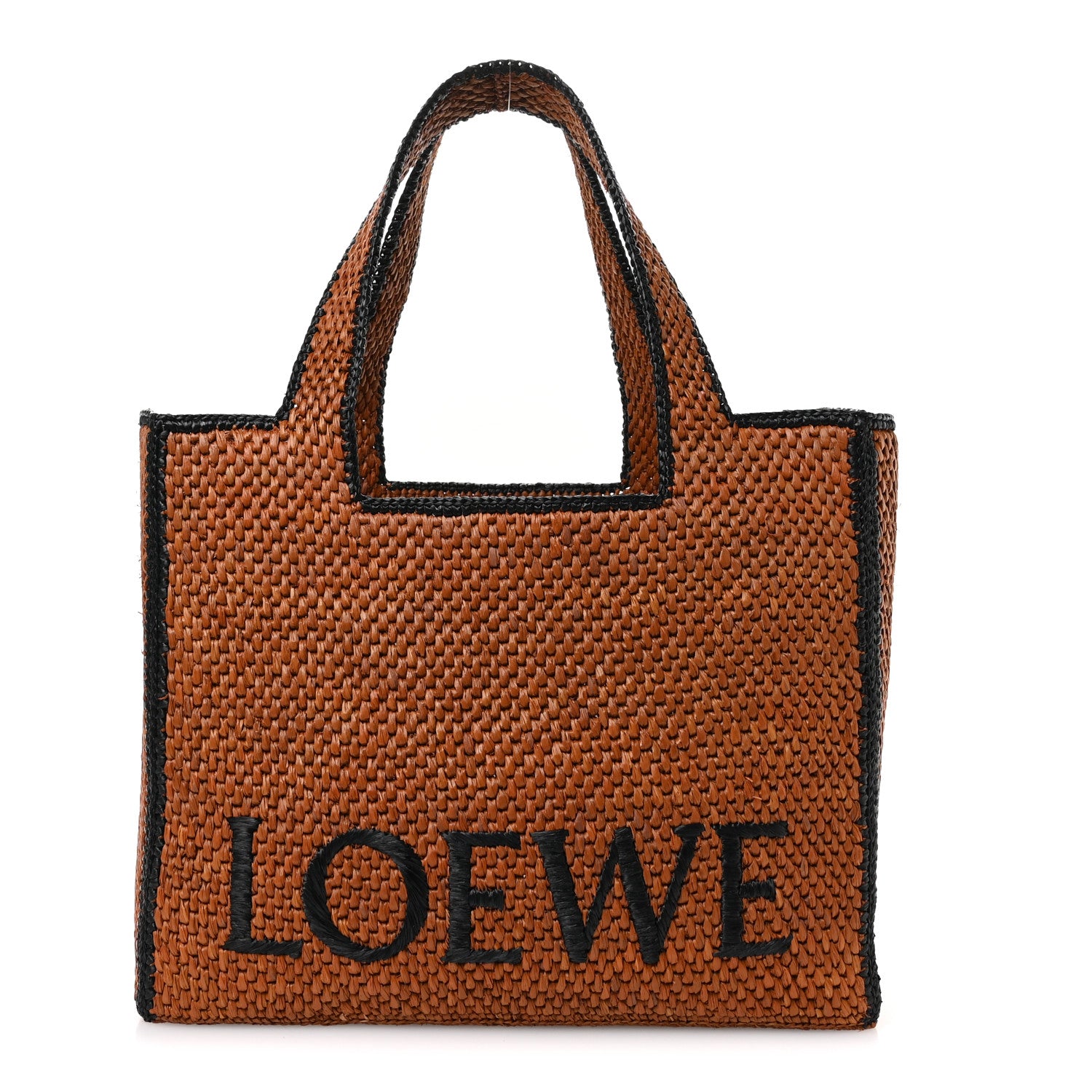 Loewe X PAULA'S IBIZA Raffia Large Font Tote Honey Black 1 of 11
