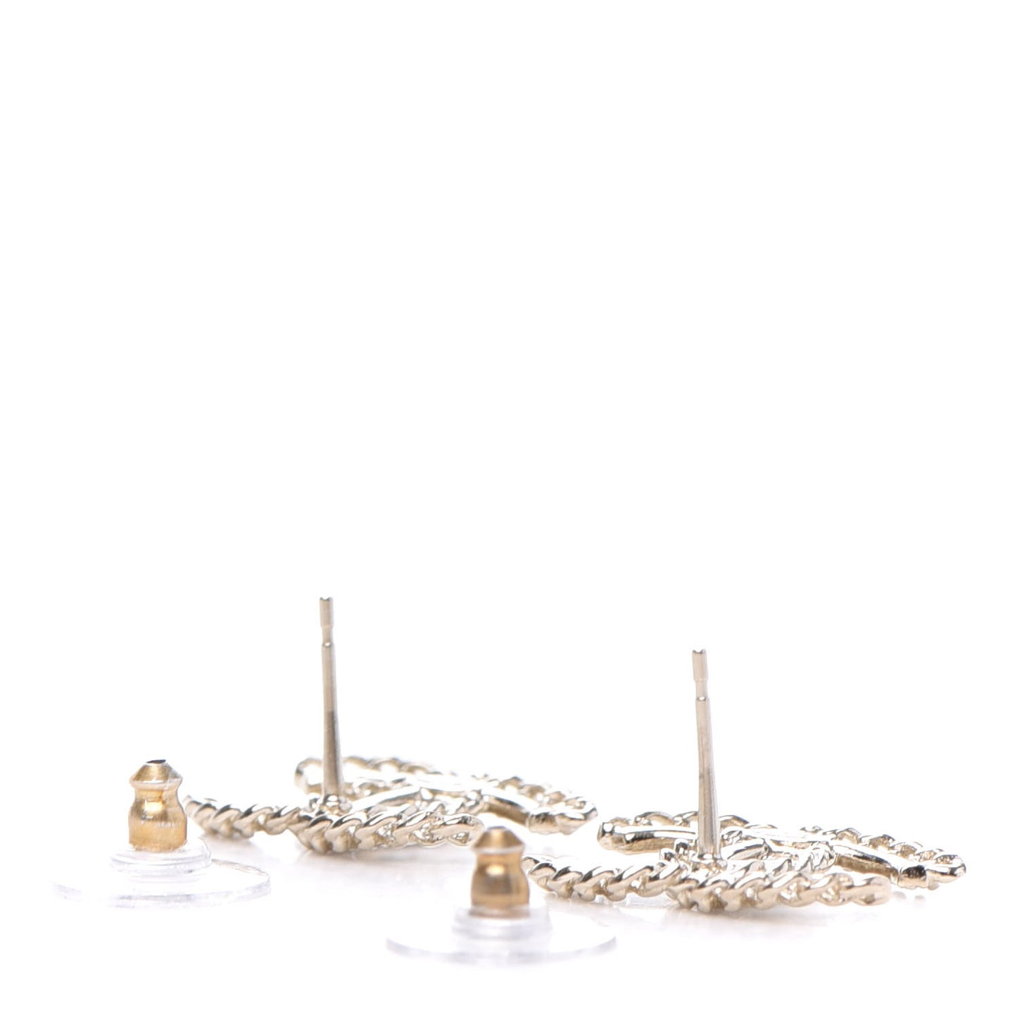 Crystal Chain CC Earrings Gold