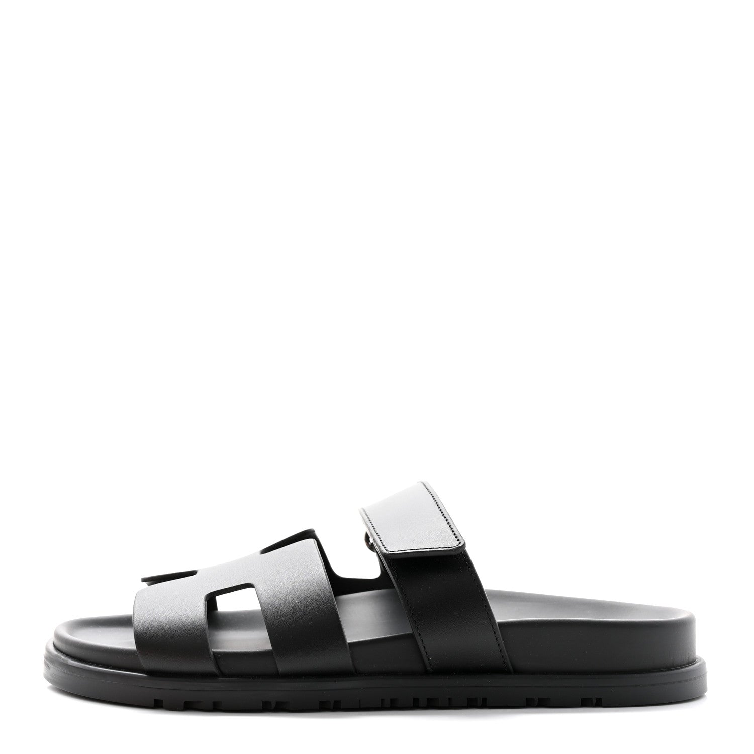Hermes Calfskin Womens Chypre Sandals 37.5 Black 1 of 10