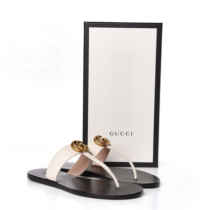 Gucci Calfskin GG Marmont Thong Sandals 38 Mystic White 8 of 8