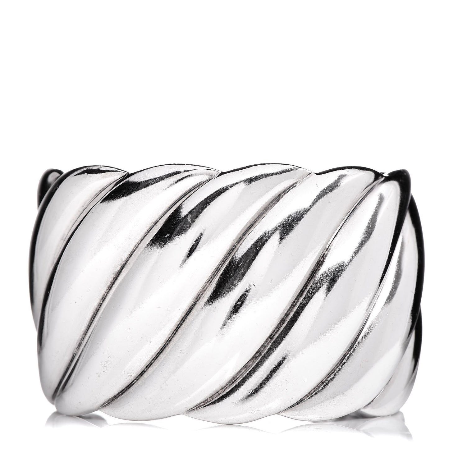 Sterling Silver Wide Sculpted Cable Cuff Bracelet