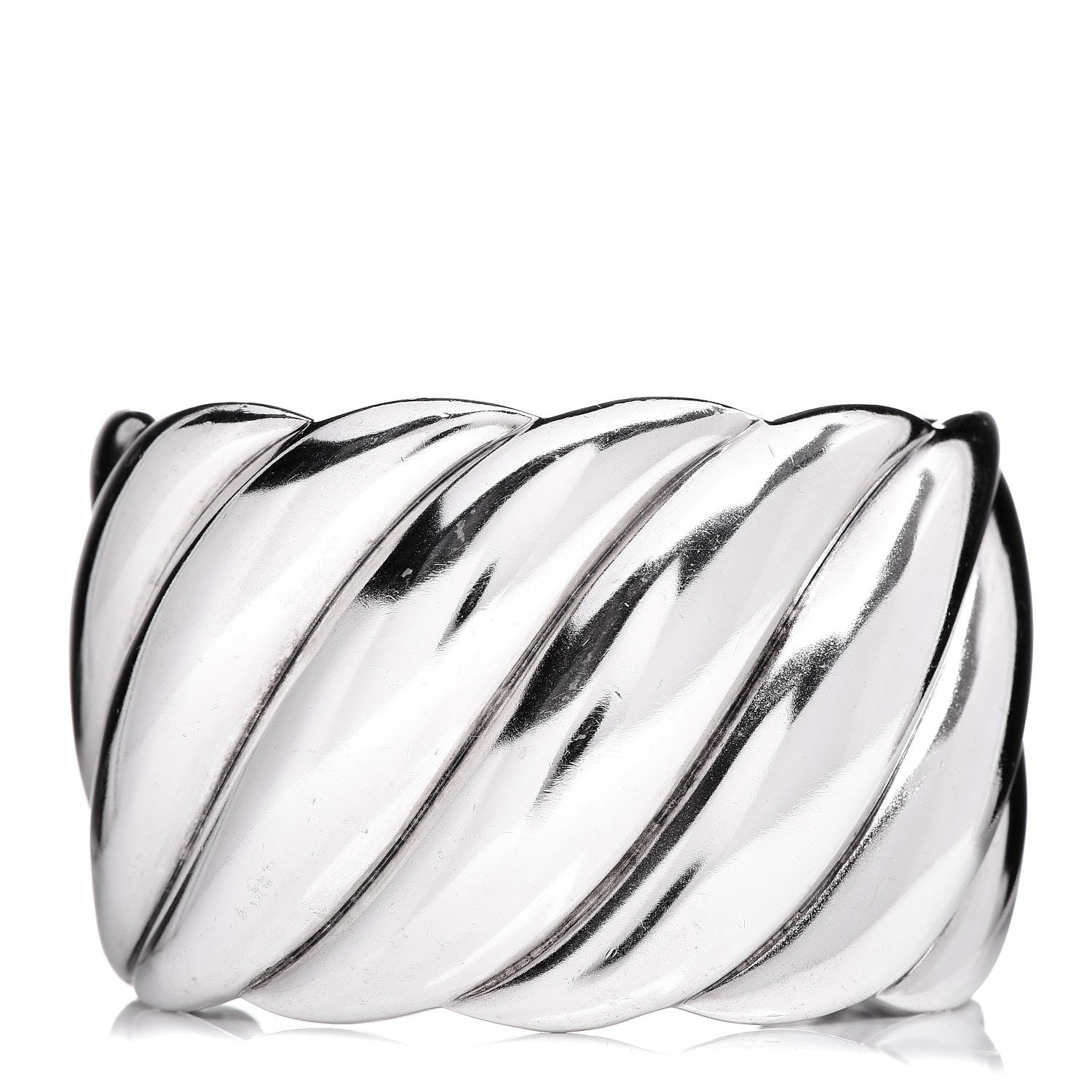 David Yurman Sterling Silver Wide Sculpted Cable Cuff Bracelet 1 of 5