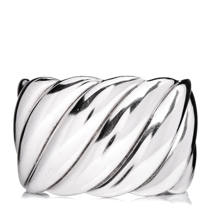 David Yurman Sterling Silver Wide Sculpted Cable Cuff Bracelet 1 of 5