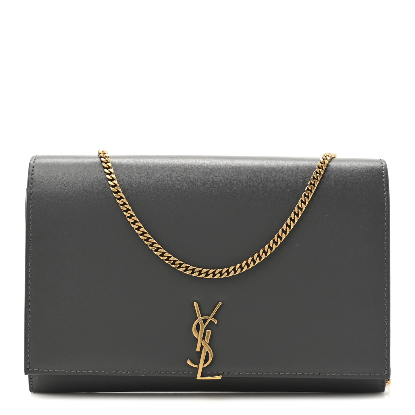 Glossy Calfskin Monogram Chain Wallet Storm