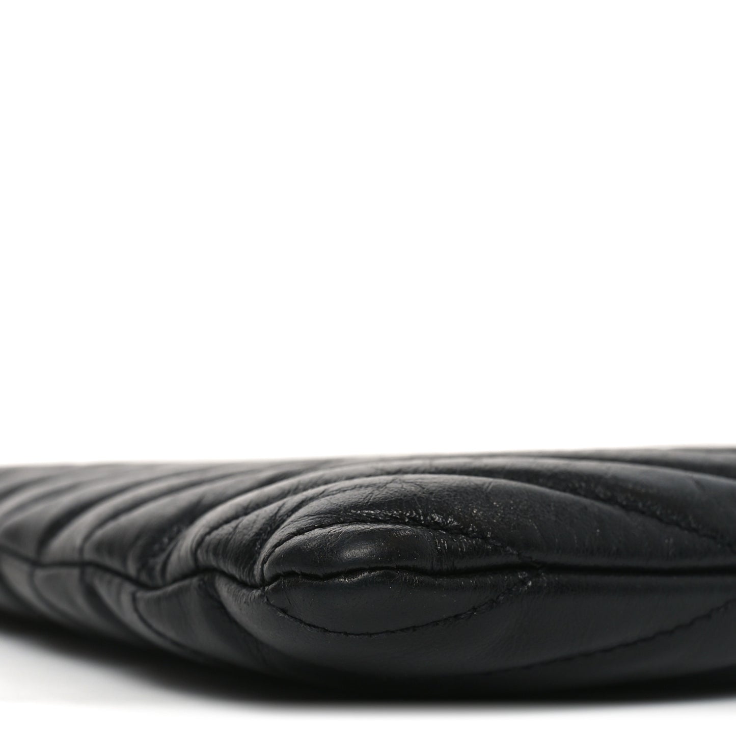 Lambskin Matelasse Chevron Monogram A5 Wristlet Black