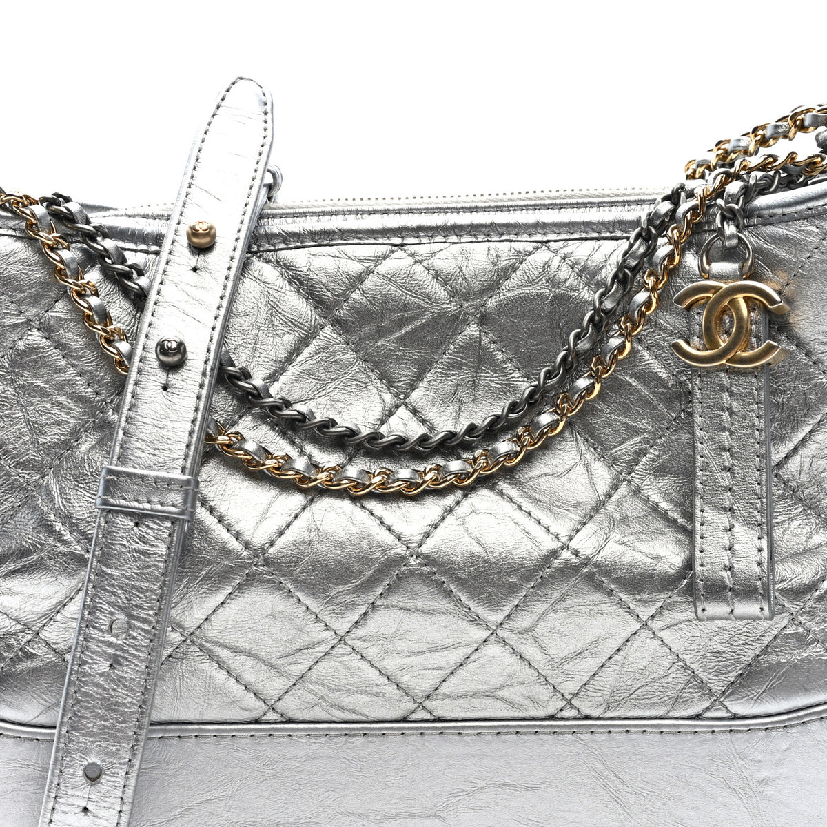 Chanel Metallic Aged Calfskin Quilted Medium Gabrielle Silver 8 of 10