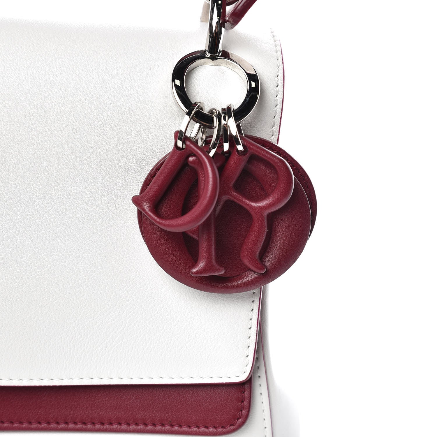 Christian Dior Calfskin Be Dior Double Flap White Burgundy 13 of 13