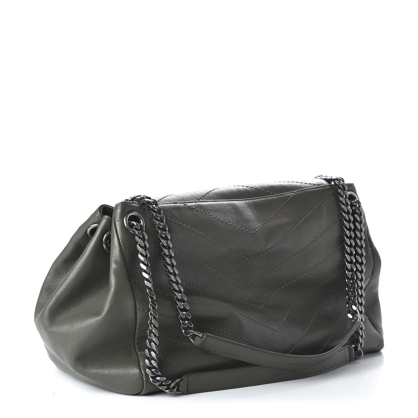 Vintage Calfskin Chevron Monogram Medium Nolita Olive Green