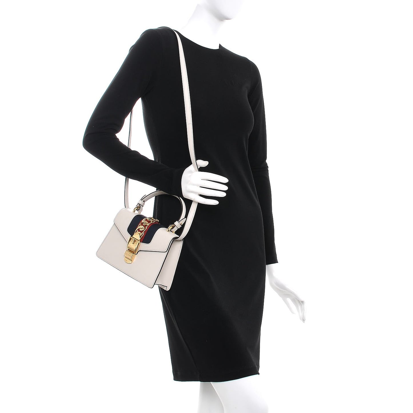 Calfskin Mini Sylvie Top Handle Bag White